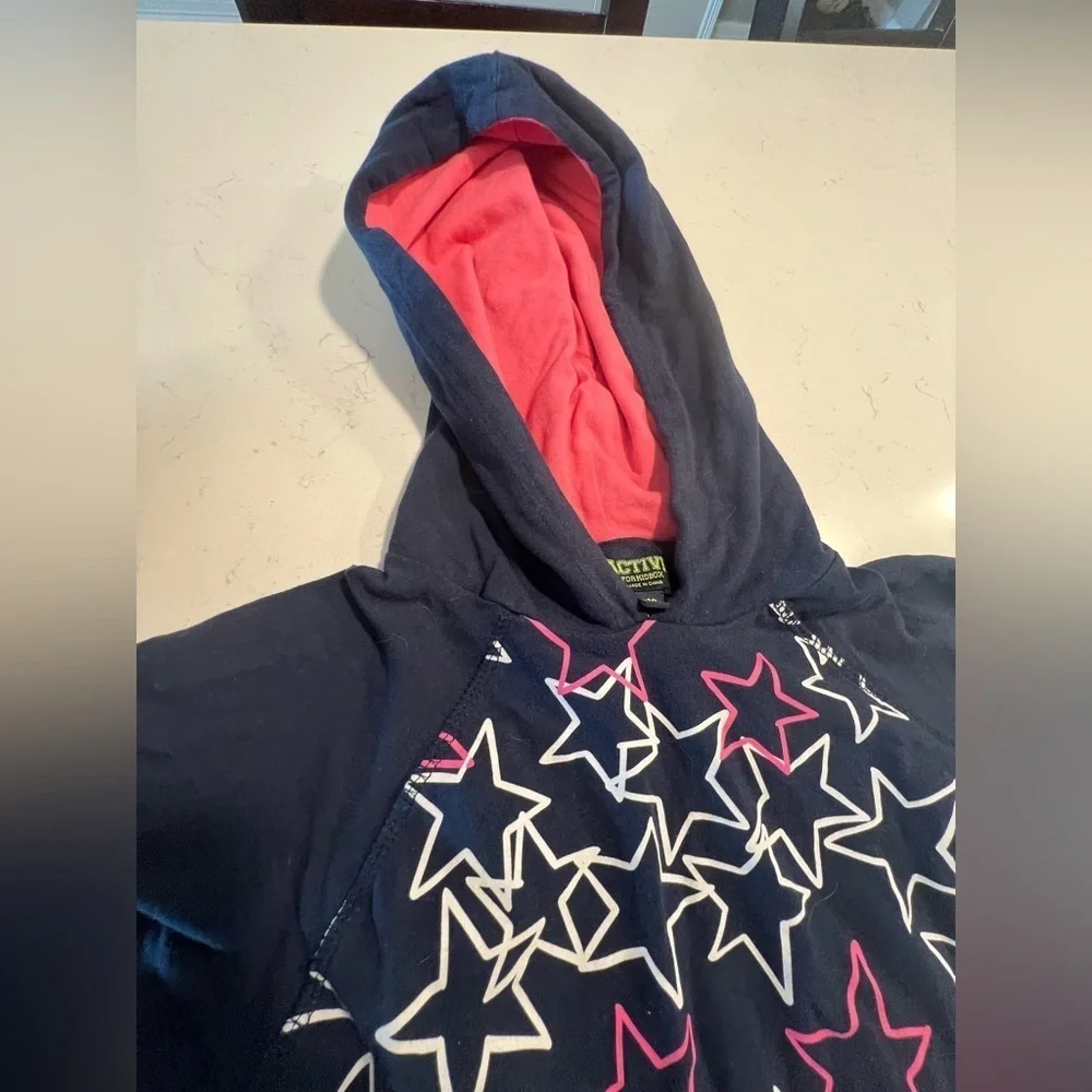 ACTIVE HOODIE Pink and blue stars size 10